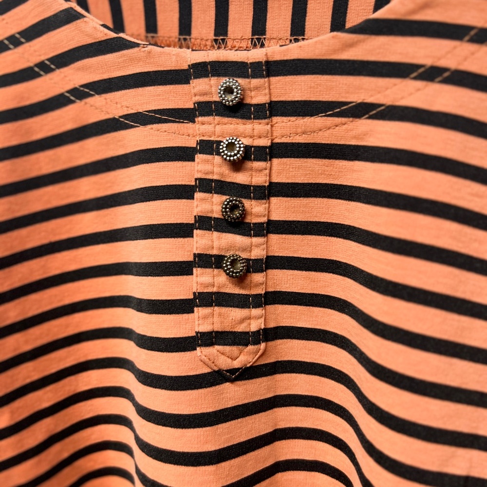 Orange black striped boxy cutout short sleeve sz large - Picture 3 of 7